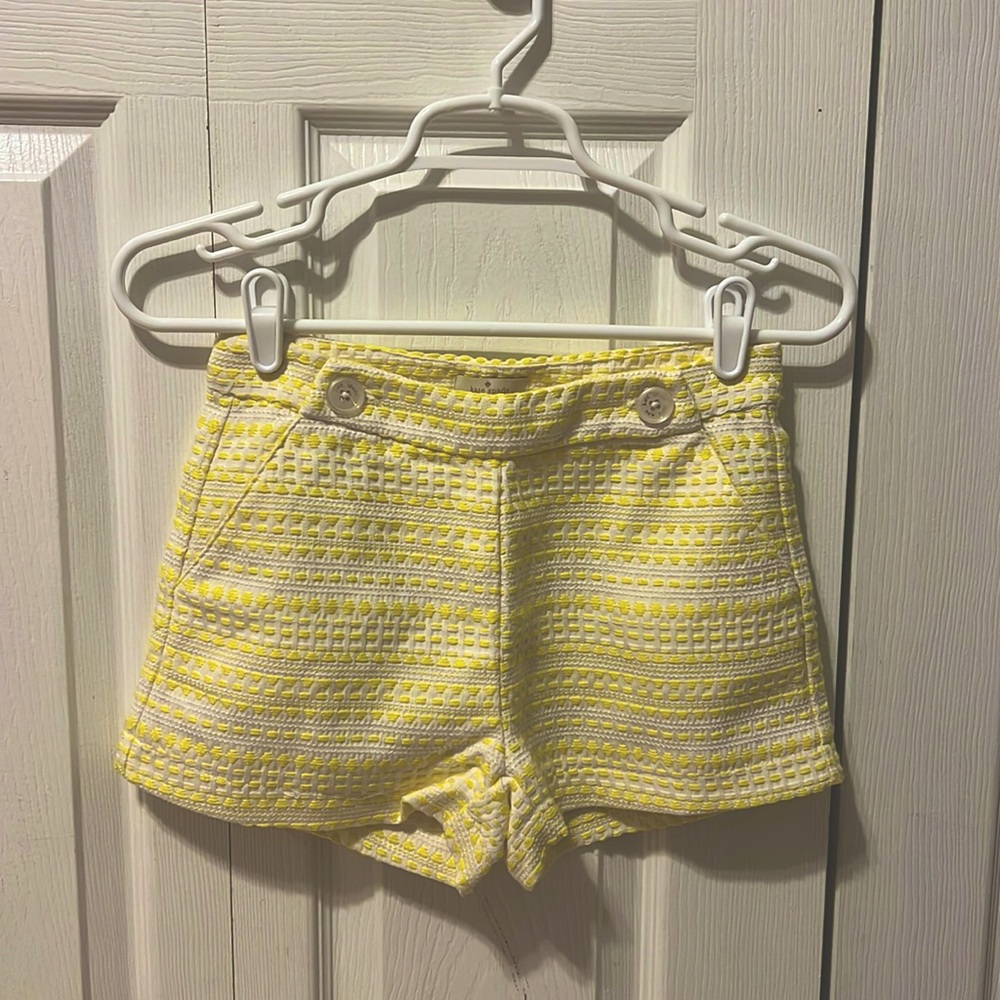 (kate spade) yellow embroidered shorts